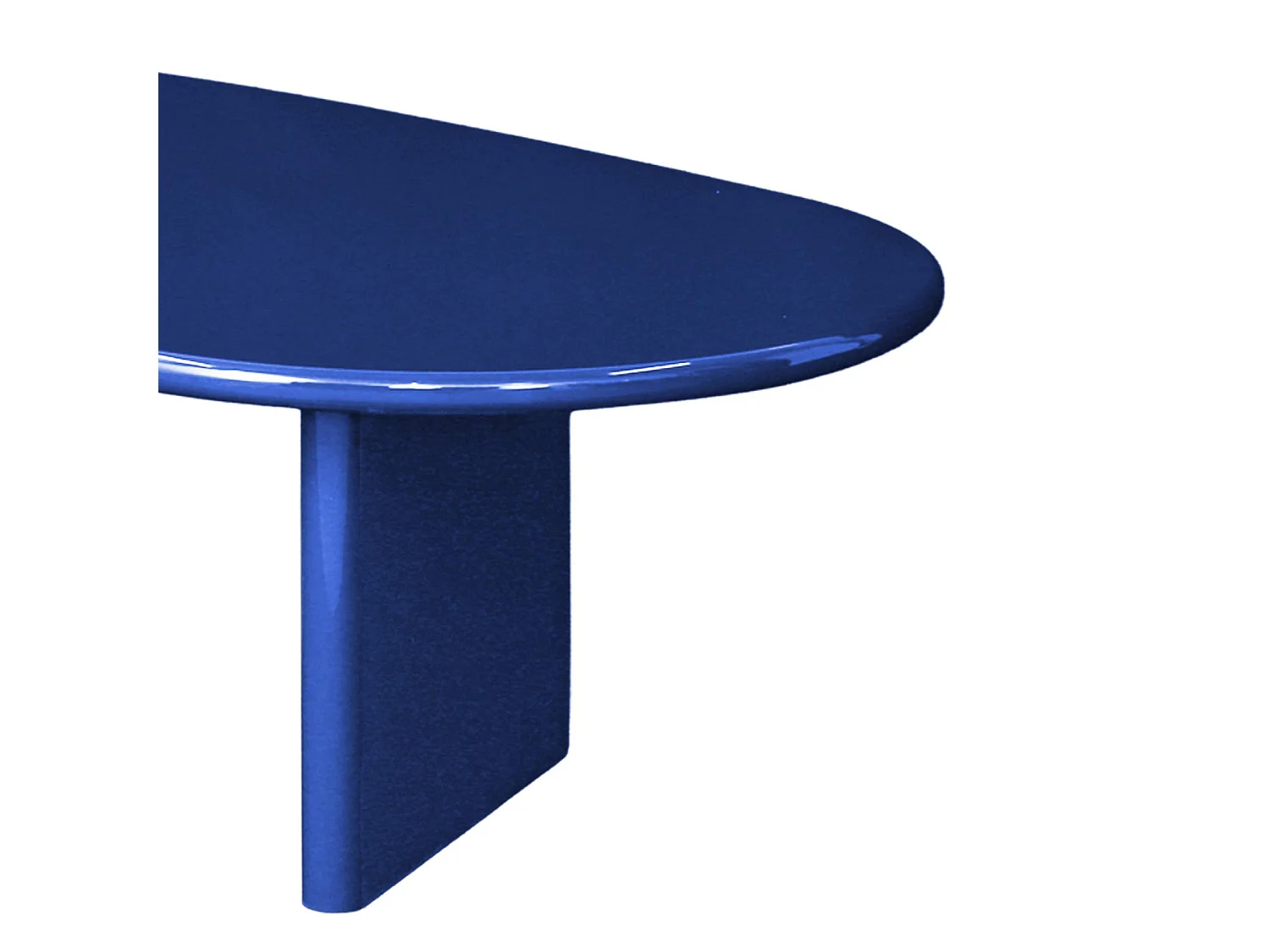 Tavolino basso ovale finitura lucida, blu