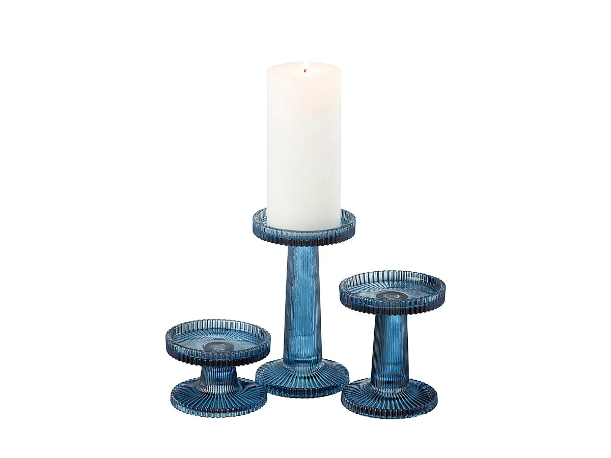 Lot de 3 Chandeliers en Verre "Nelly" 16cm Bleu
