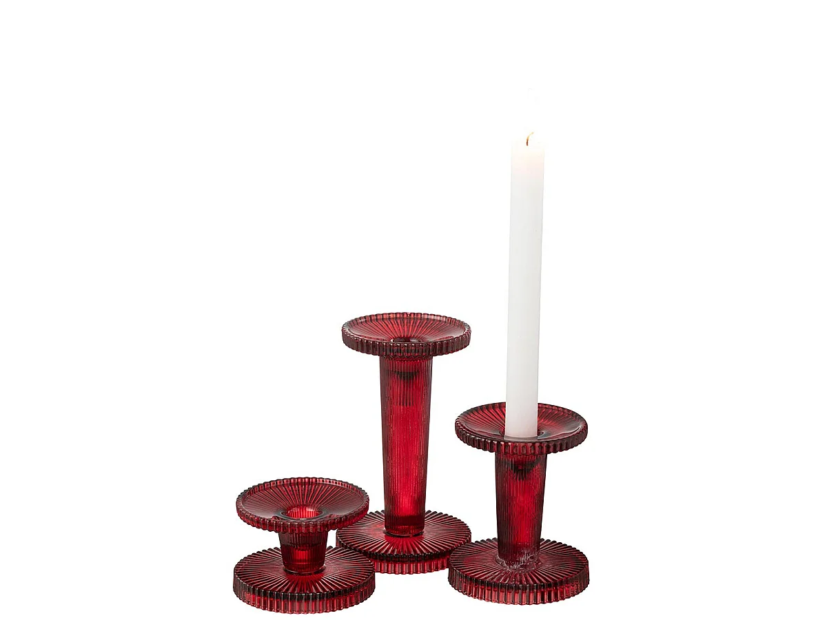 Lot de 3 Chandeliers en Verre "Nelly" 16cm Rouge