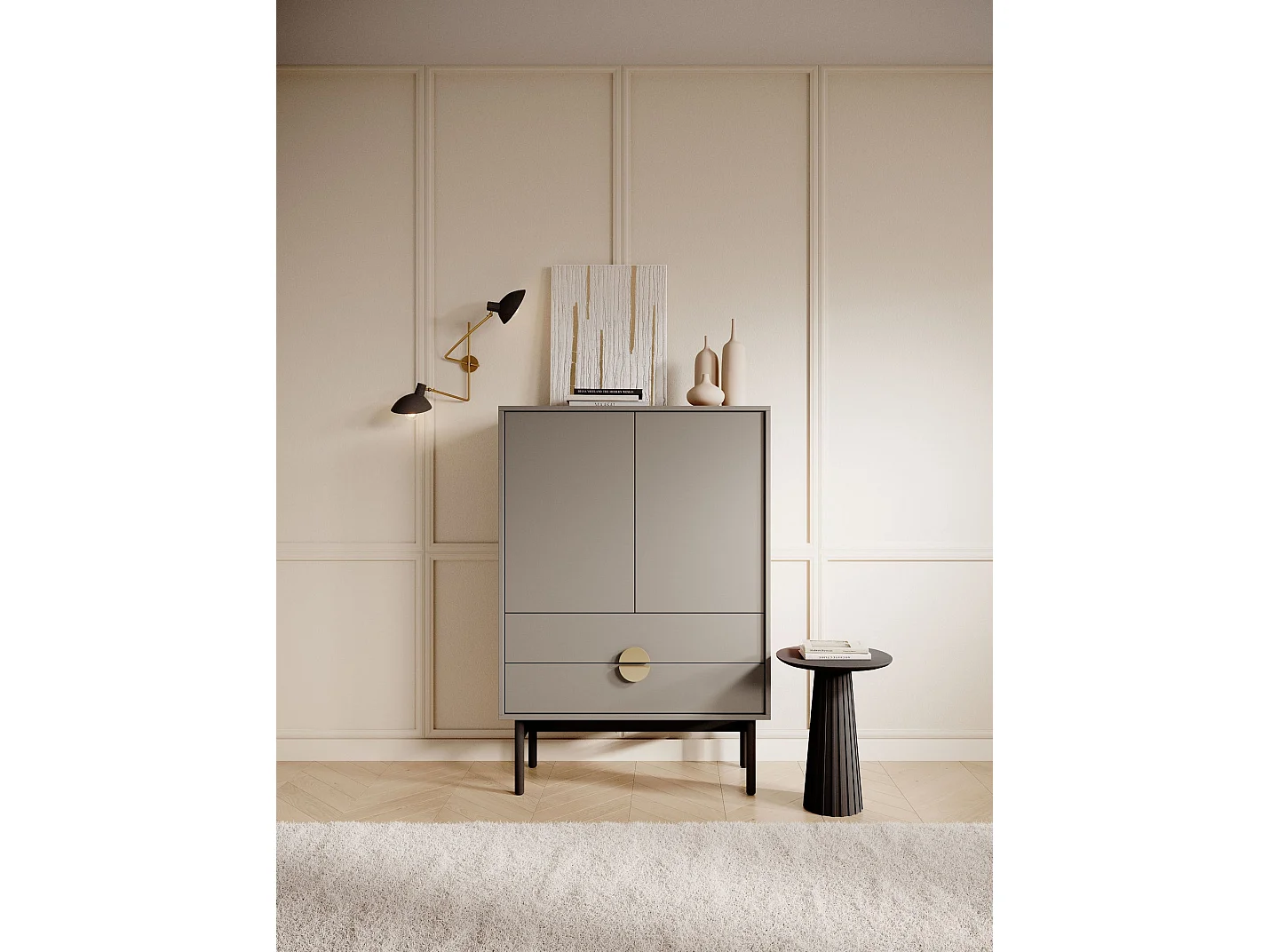 Highboard 2-türig - Steingrau - 85 cm - Stoon II