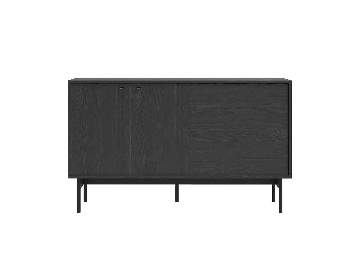 Dressoir met 2 deuren en 4 lades - zwart essen - 154 cm - Olar II