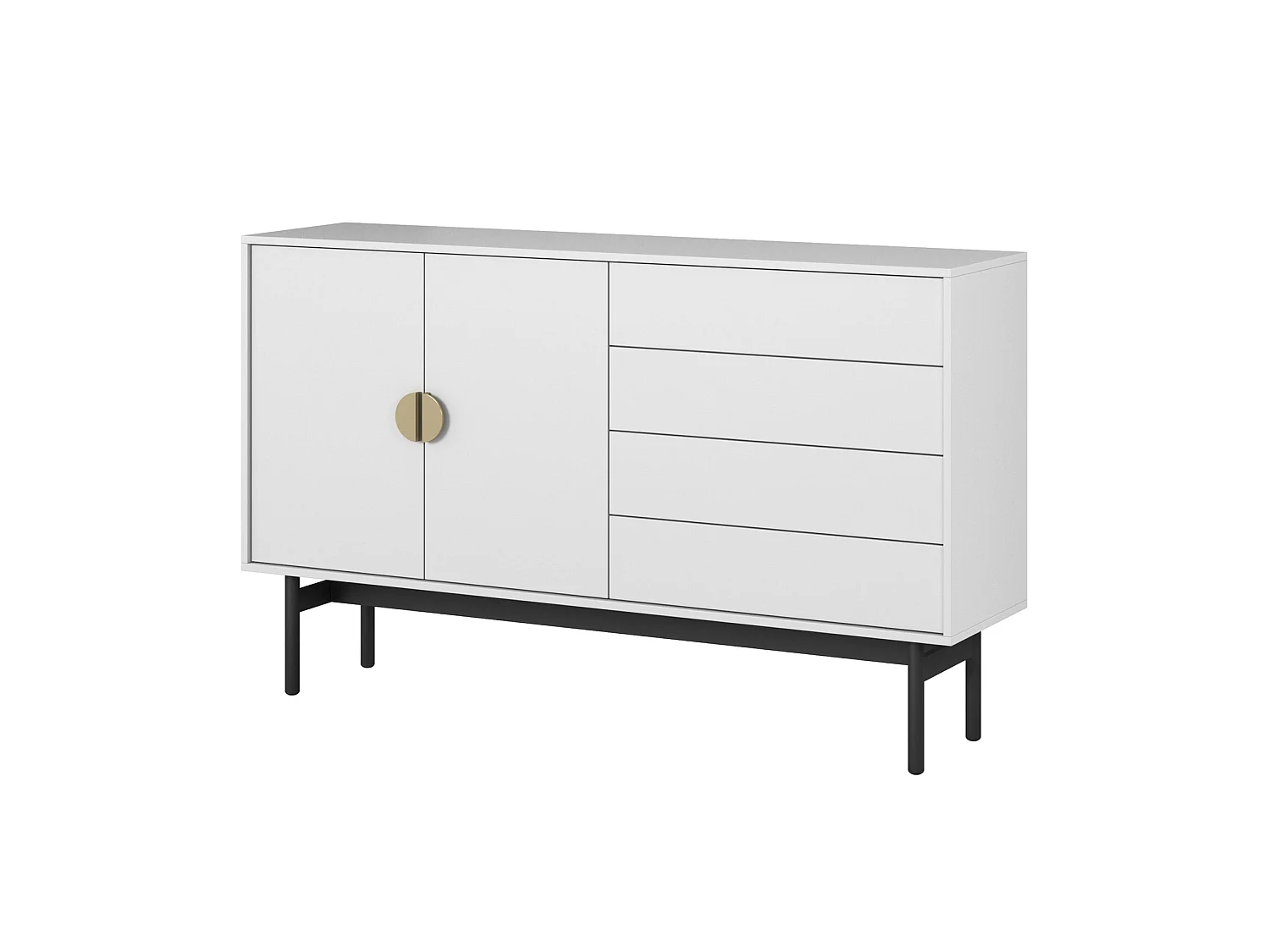 Dressoir met 2 deuren en 4 lades - wit - 154 cm - Stoon II