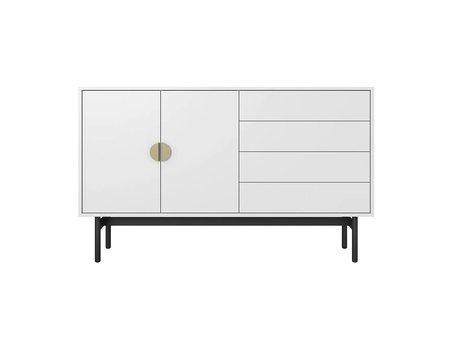 Buffet avec 2 portes et 4 tiroirs - 154cm - blanc - STOON II