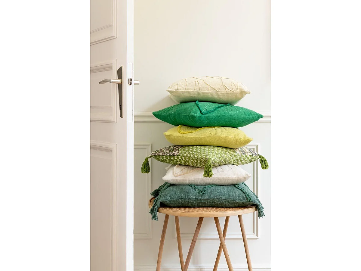 Coussin Design Feuilles "Avocado" 45x45cm Vert Citron