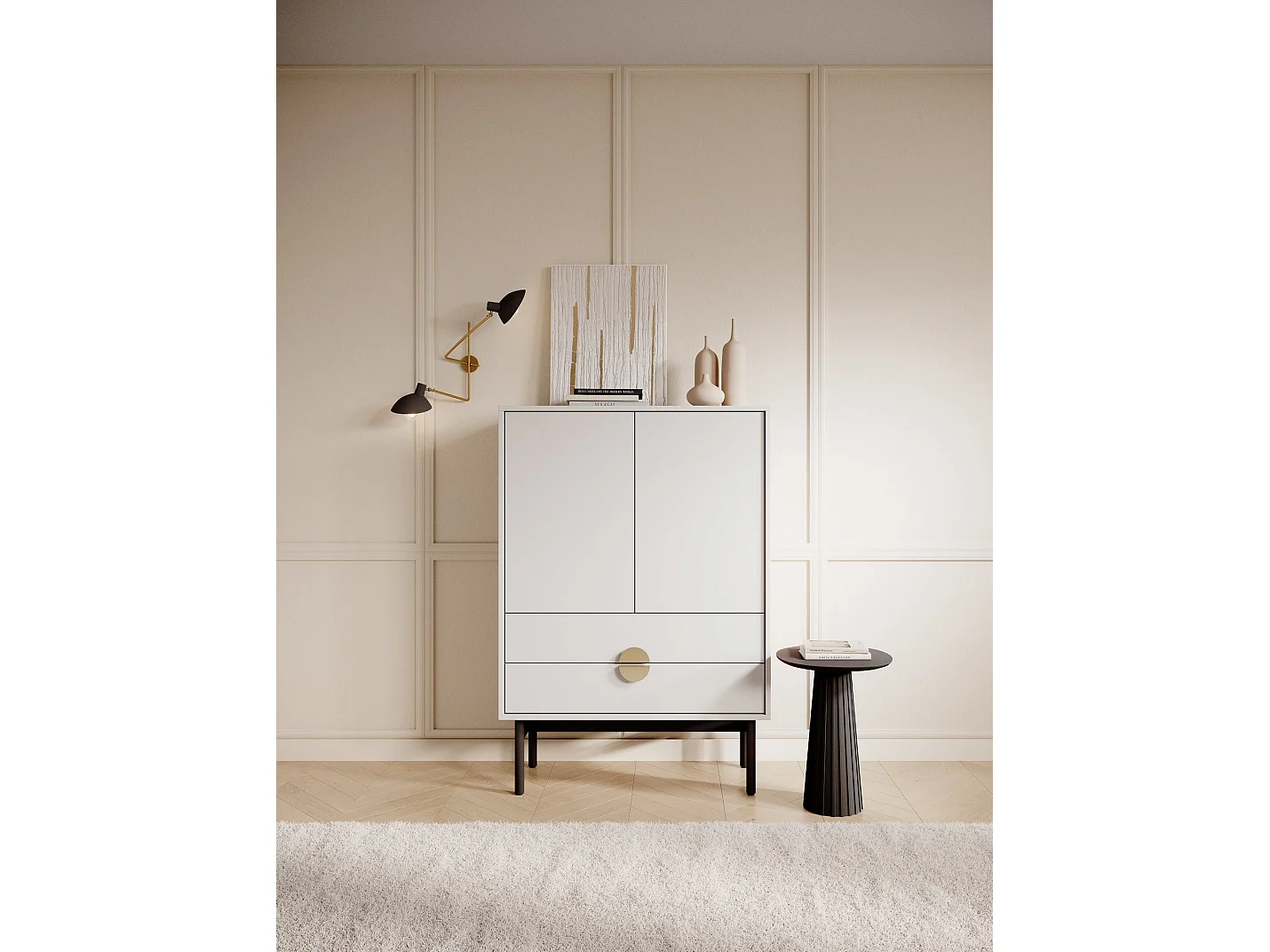 Highboard 2-türig - Weiß - 85 cm - Stoon II
