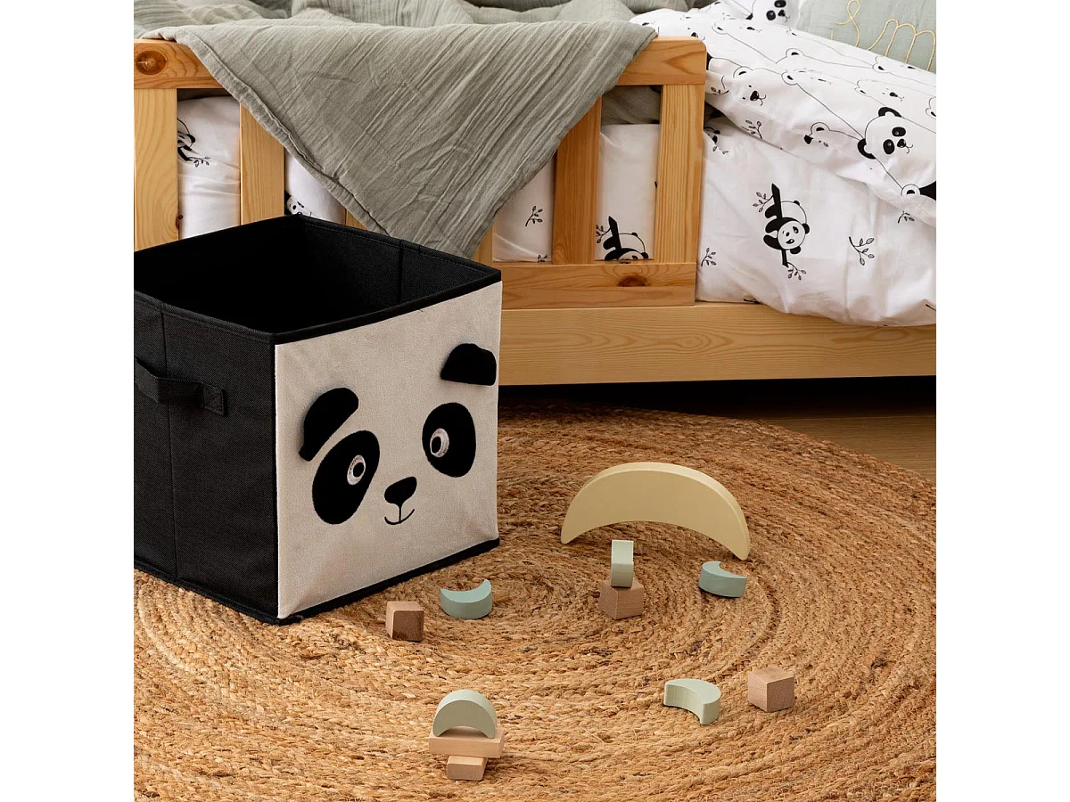 Boîte de Rangement Pliable "Panda" 29x29cm Noir & Blanc