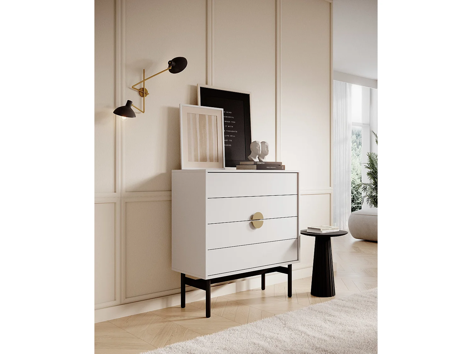 Commode avec 4 tiroirs - 85cm - blanc - STOON II