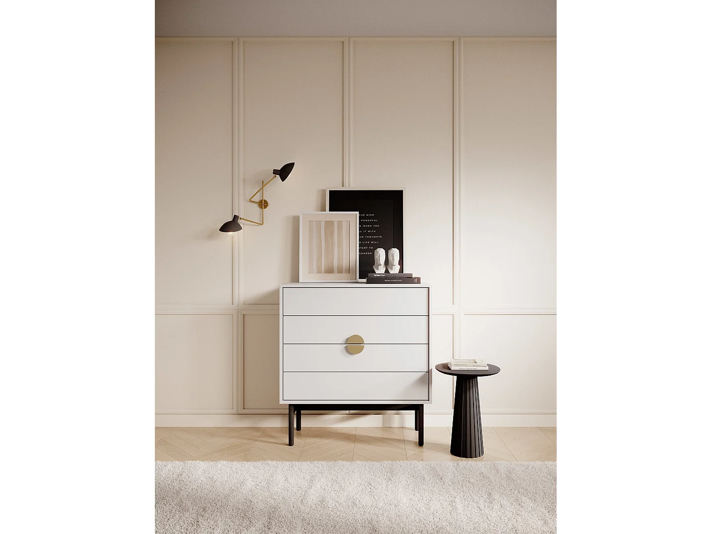 Commode avec 4 tiroirs - 85cm - blanc - STOON II