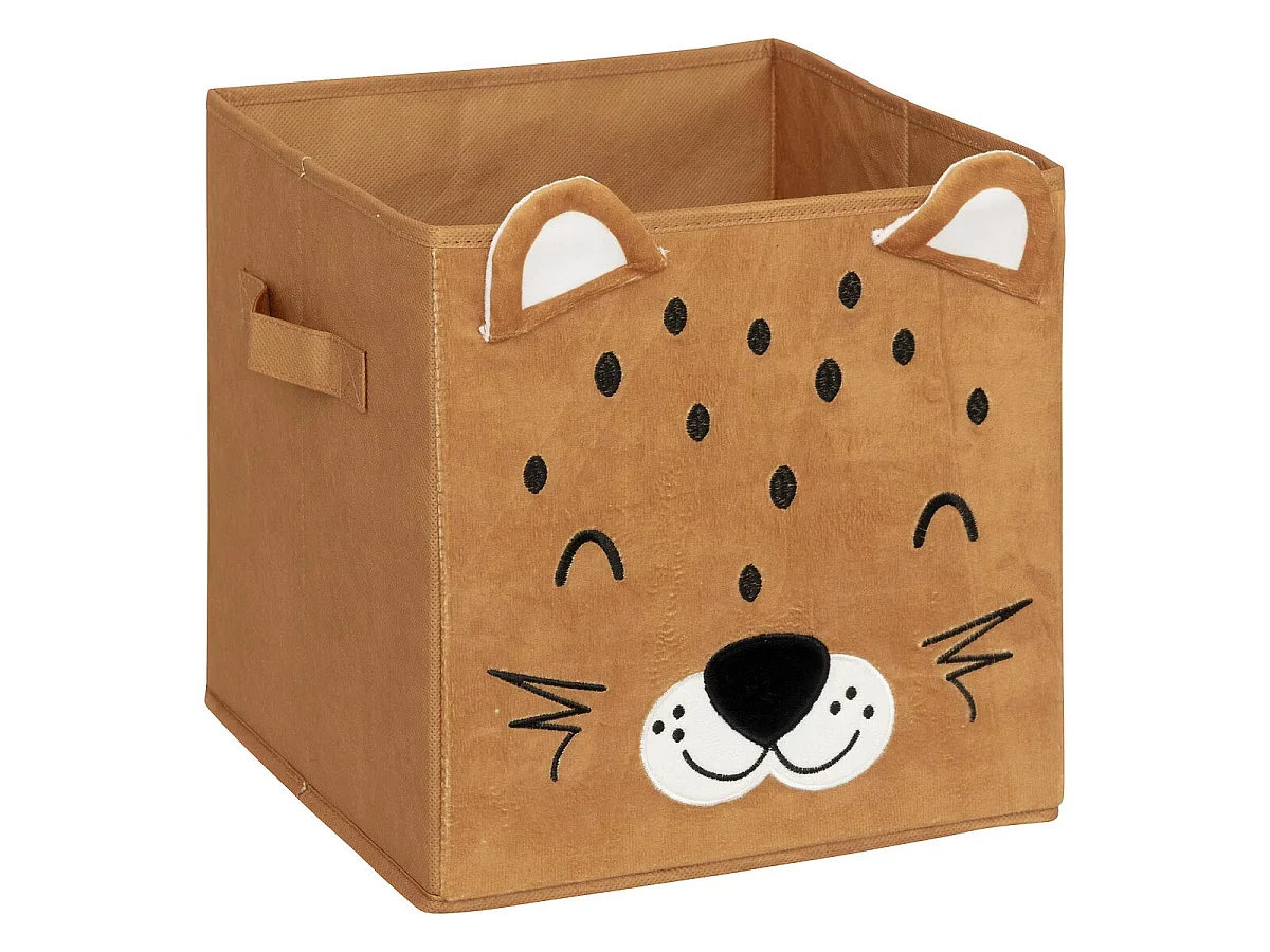 Boîte de Rangement Pliable "Léopard" 29x29cm Marron