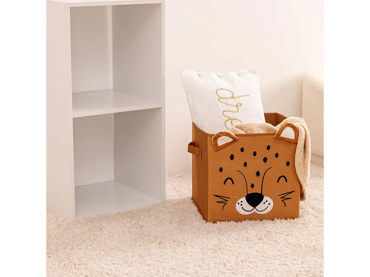 Boîte de Rangement Pliable "Léopard" 29x29cm Marron