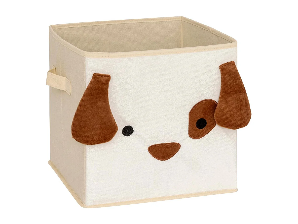 Boîte de Rangement Pliable "Chien" 29x29cm Beige