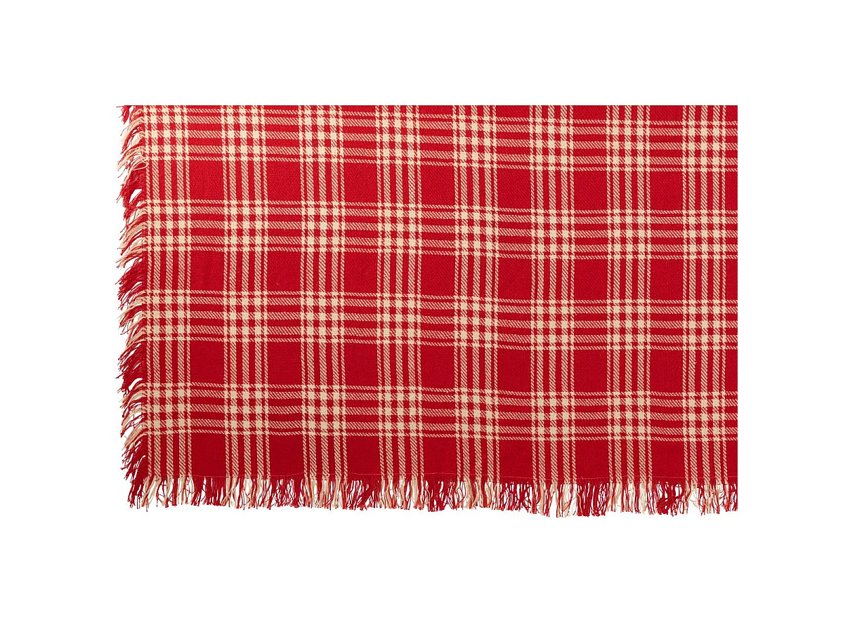 Plaid à Carreaux "Franges" 130x180cm Rouge