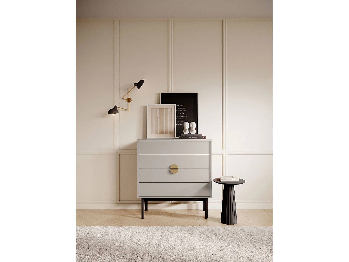 Commode avec 4 tiroirs - 85cm - taupe - STOON II