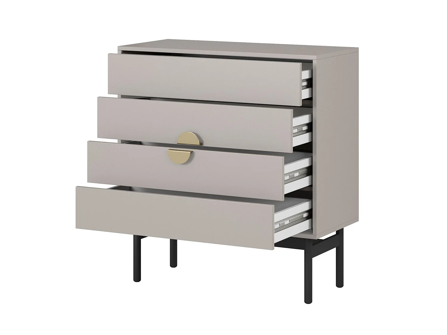 Commode avec 4 tiroirs - 85cm - taupe - STOON II