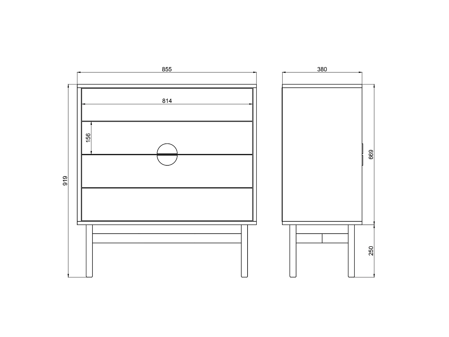 Commode avec 4 tiroirs - 85cm - taupe - STOON II