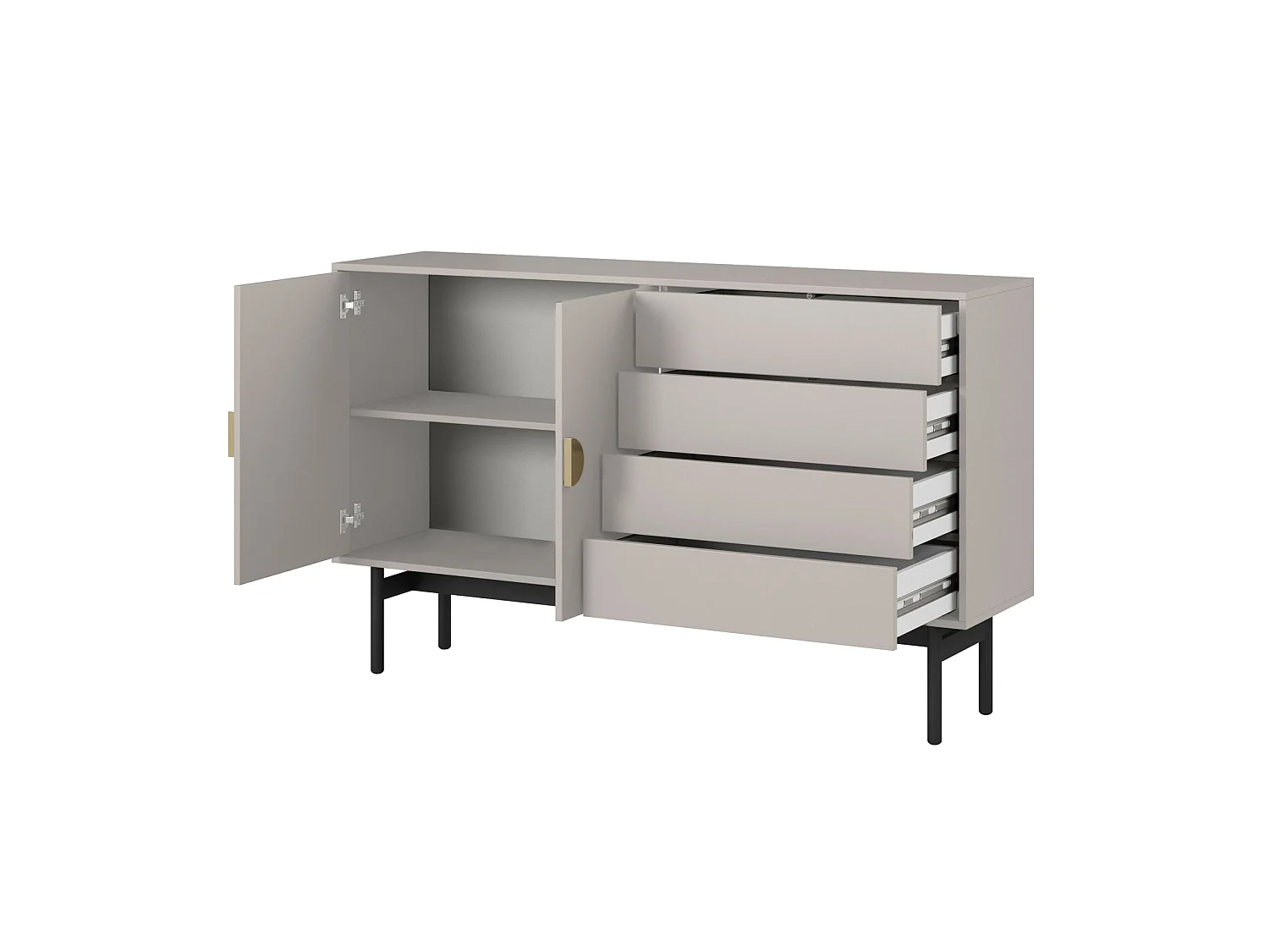 Dressoir met 2 deuren en 4 lades - taupe - 154 cm - Stoon II