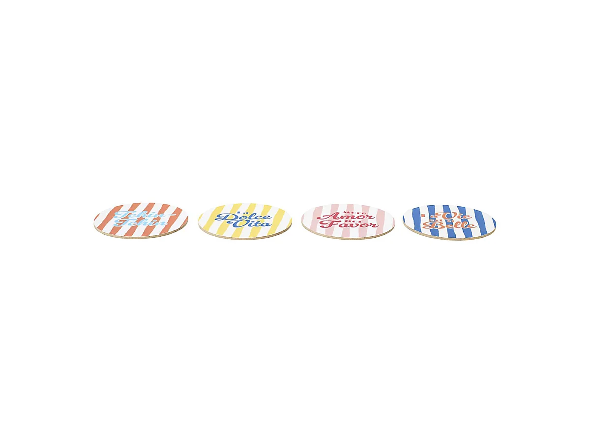 Lot de 4 Dessous de Verre "Dolce Vita" 10cm Multicolore