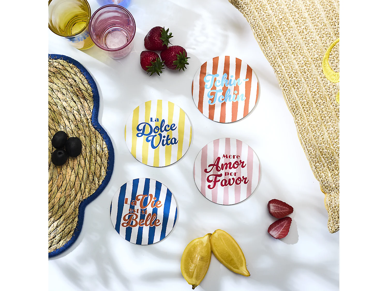 Lot de 4 Dessous de Verre - HOME DECO FACTORY - Dolce Vita - Multicolore