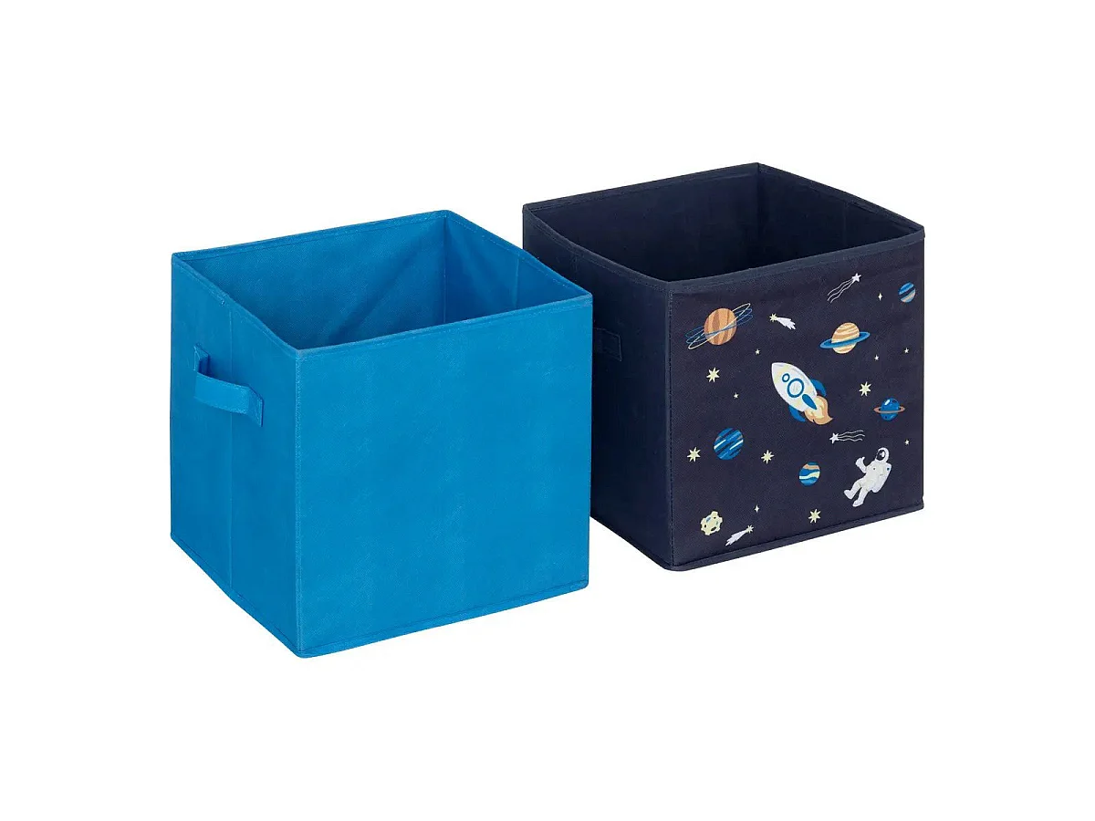 Lot de 2 Boîtes de Rangement "Espace" 29cm Bleu