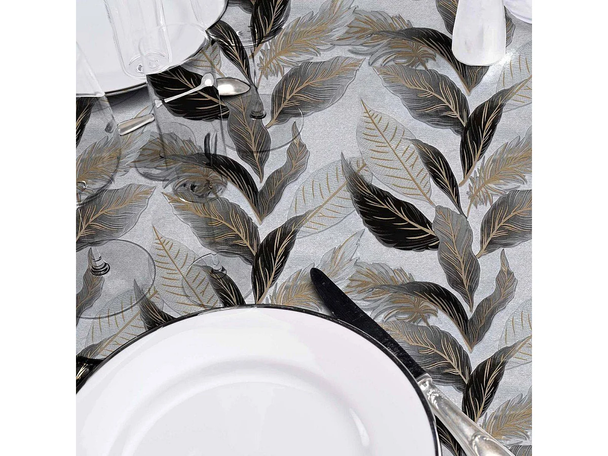 Nappe Toile Cirée Ronde "Oralia" 160cm Gris