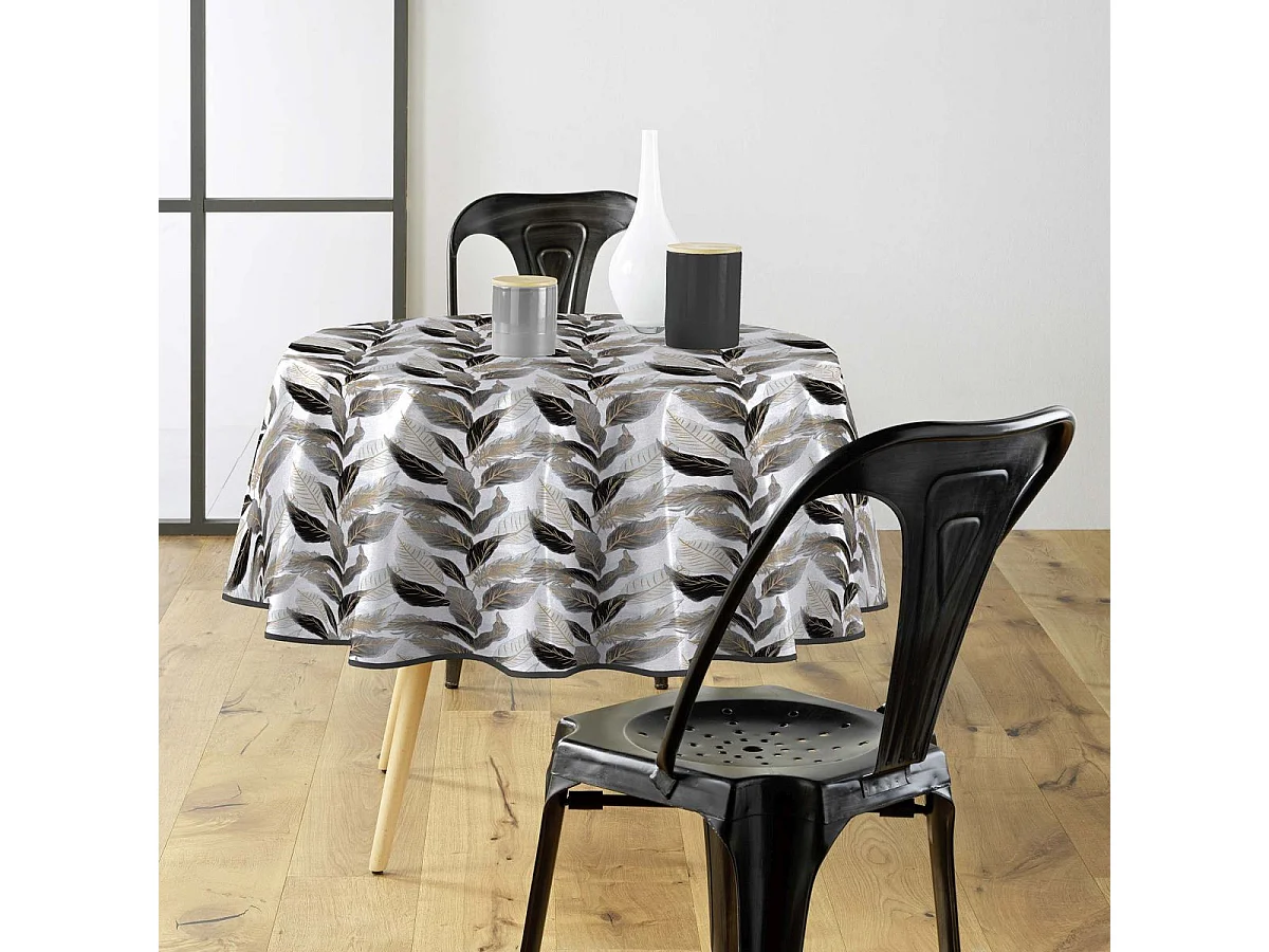 Nappe Toile Cirée Ronde "Oralia" 160cm Gris