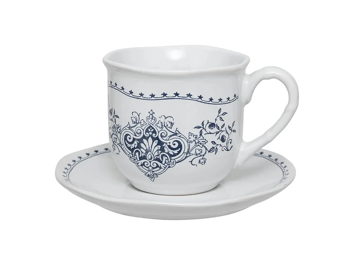 Coffret 2 Tasses & Sous-Tasses "Little Cottage" 18cl Blanc