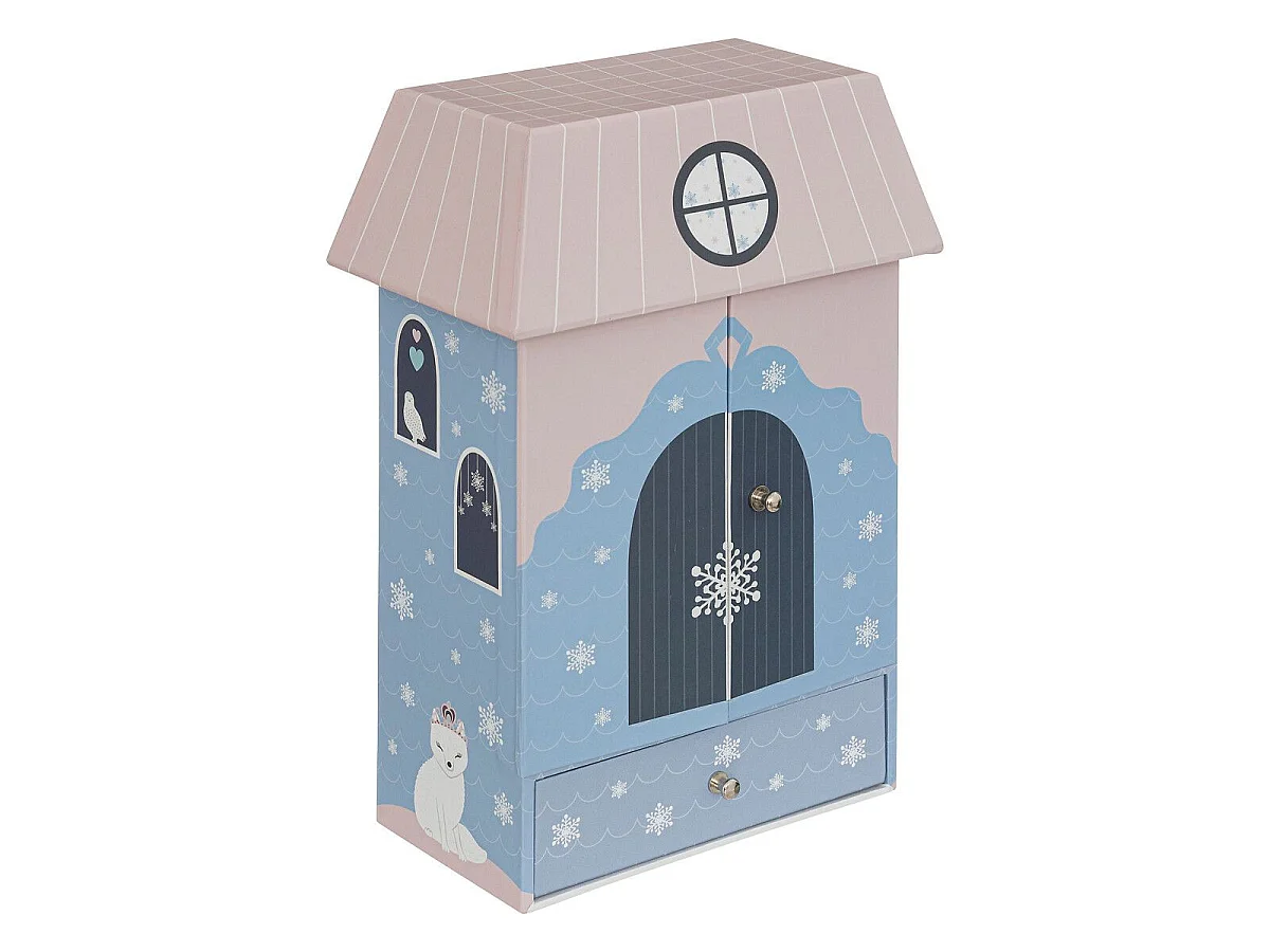Boîte à Bijoux Enfant "Hiver" 24cm Rose & Bleu