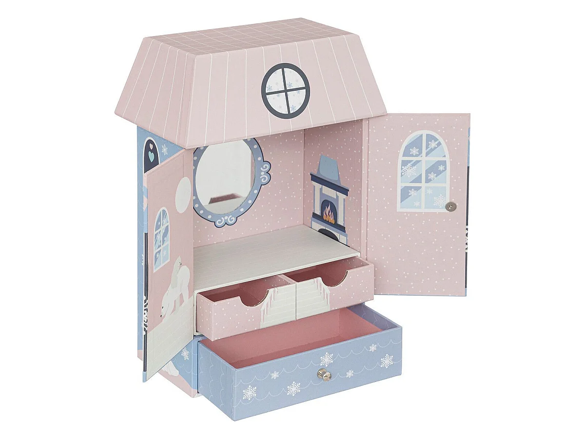 Boîte à Bijoux Enfant "Hiver" 24cm Rose & Bleu