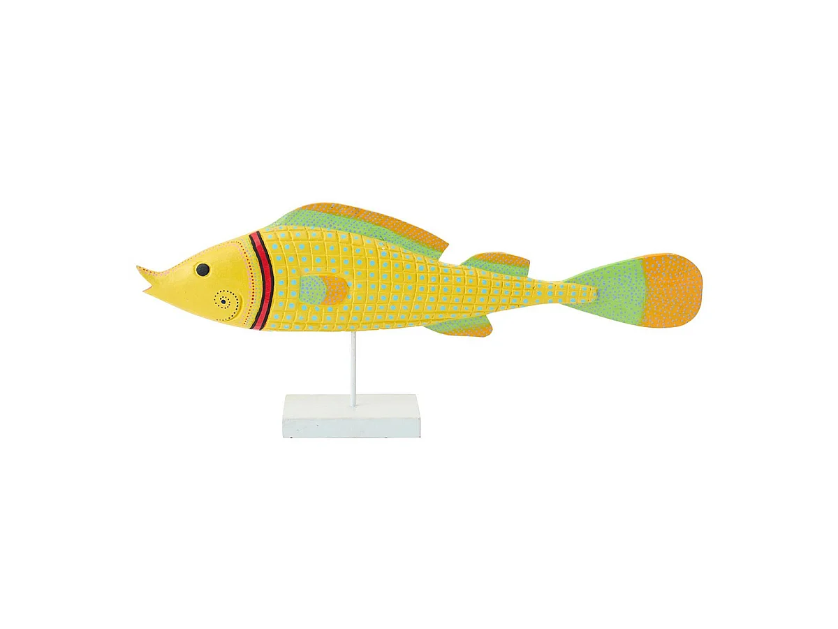 Poisson Déco sur Pied "Carreaux" 80cm Multicolore