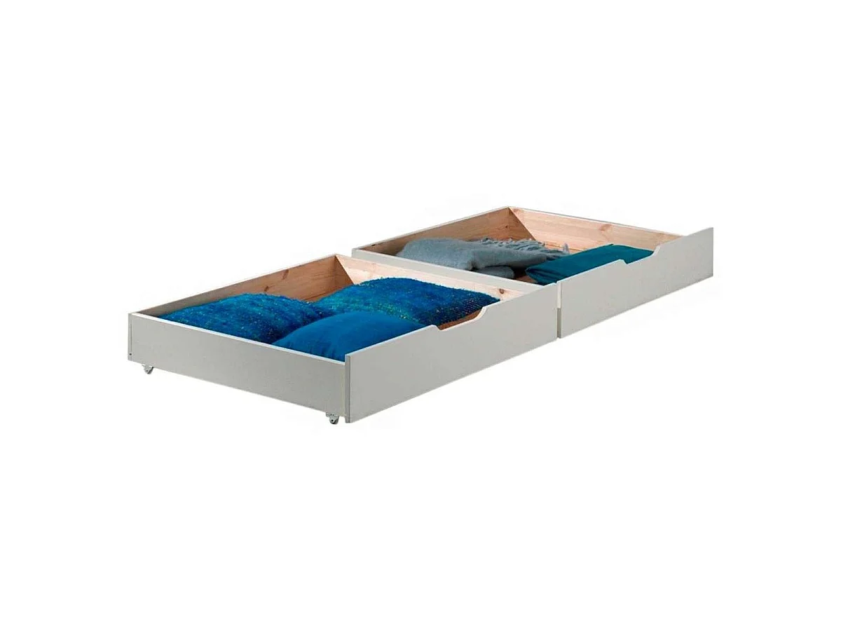 Pack - Lit Superposé Enfant & 2 Tiroirs "Pino" Blanc