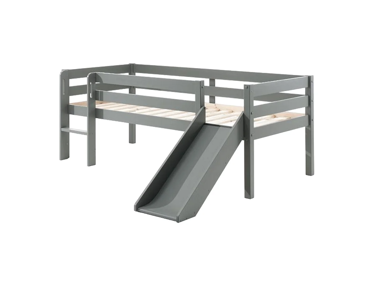 Pack - Lit Enfant Surélevé & Etagère "Pino II" Gris