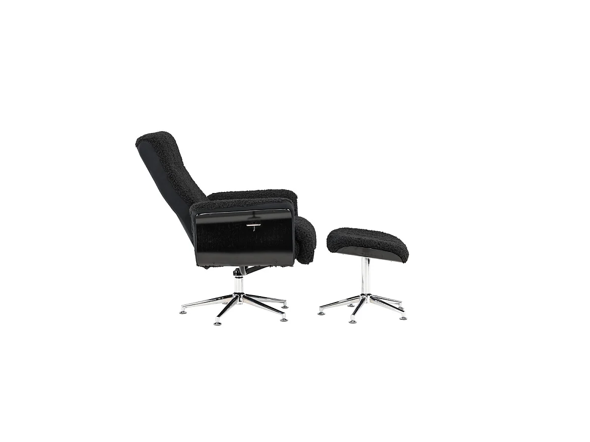 Fauteuil Avec Repose-Pieds "Hagon" 112cm Gris Foncé