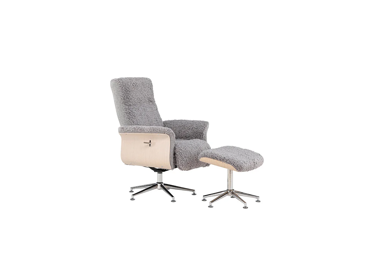 Fauteuil Avec Repose-Pieds "Hagon" 112cm Gris