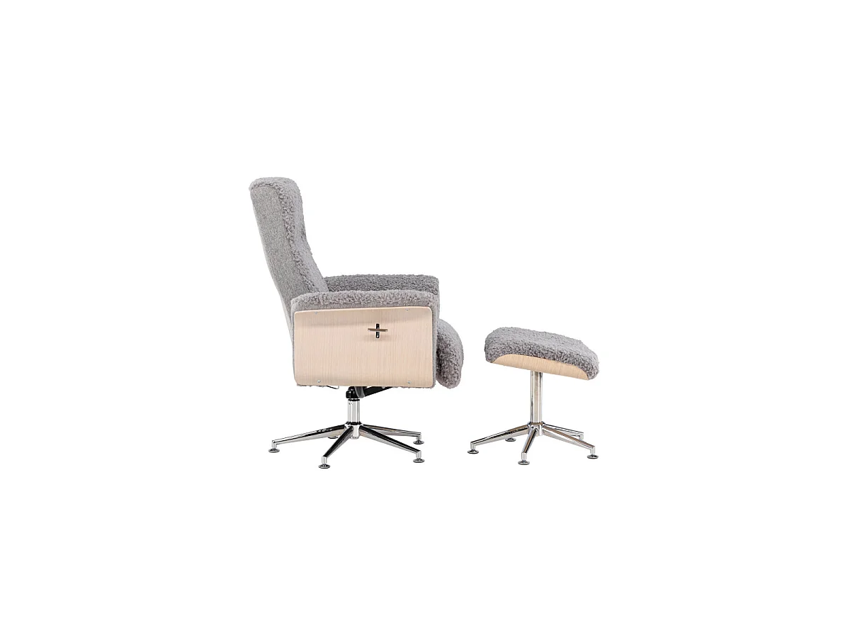 Fauteuil Avec Repose-Pieds "Hagon" 112cm Gris