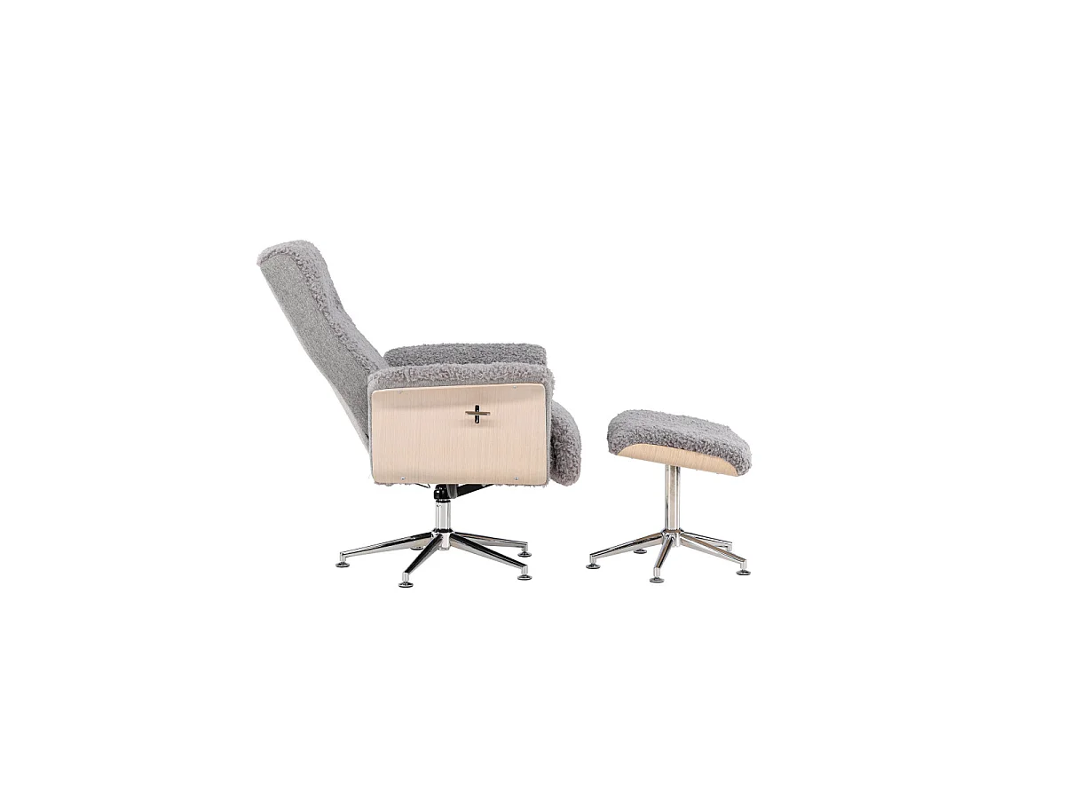 Fauteuil Avec Repose-Pieds "Hagon" 112cm Gris
