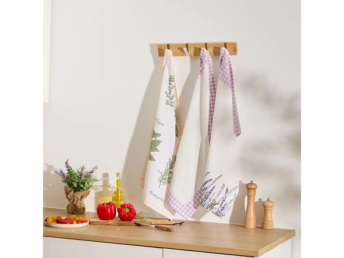 Lot de 3 Torchons "Garrigue" 45x70cm Blanc