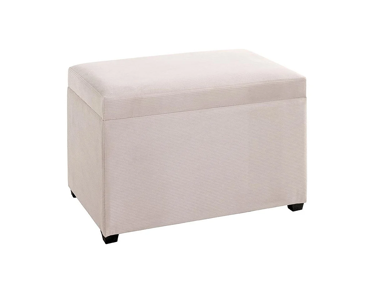 Banc Coffre de Rangement Côtelé "Timmy" 58cm Écru