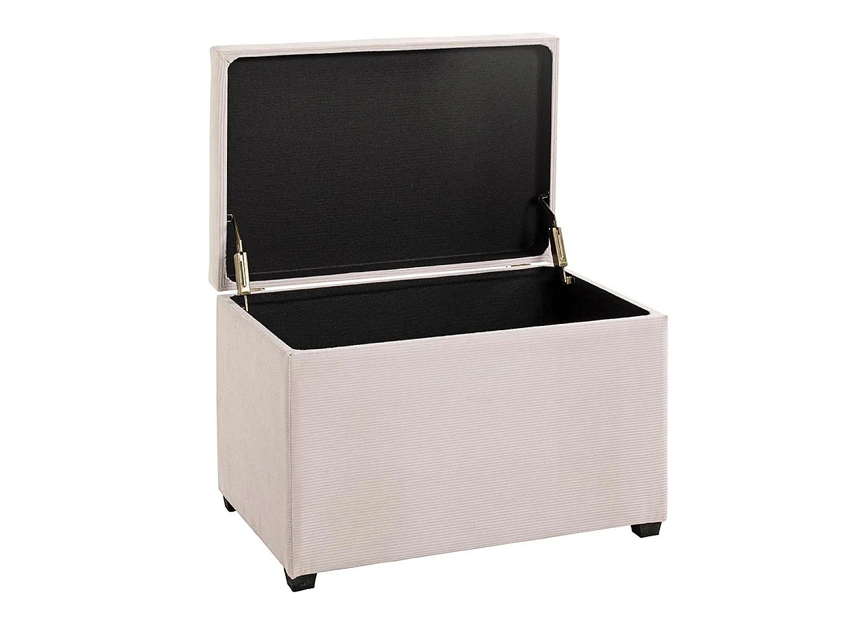 Banc Coffre de Rangement Côtelé "Timmy" 58cm Écru