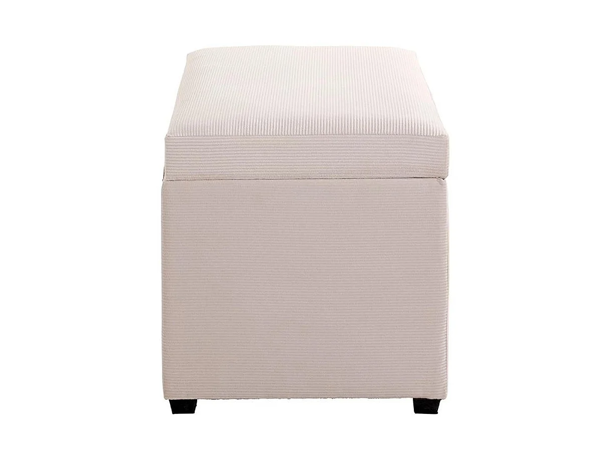 Banc Coffre de Rangement Côtelé "Timmy" 58cm Écru