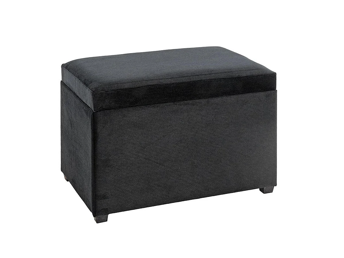 Banc Coffre de Rangement Côtelé "Timmy" 58cm Noir