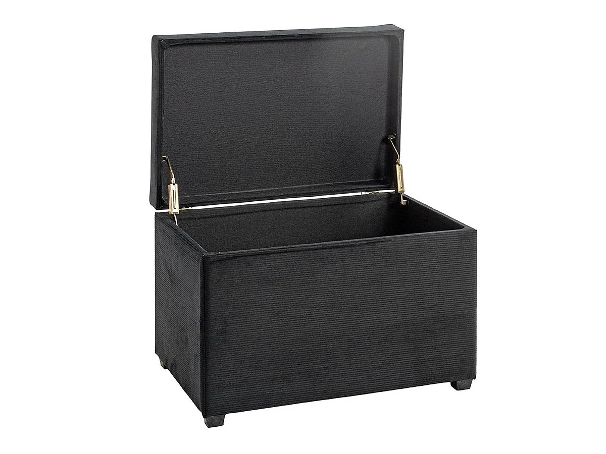 Banc Coffre de Rangement Côtelé "Timmy" 58cm Noir