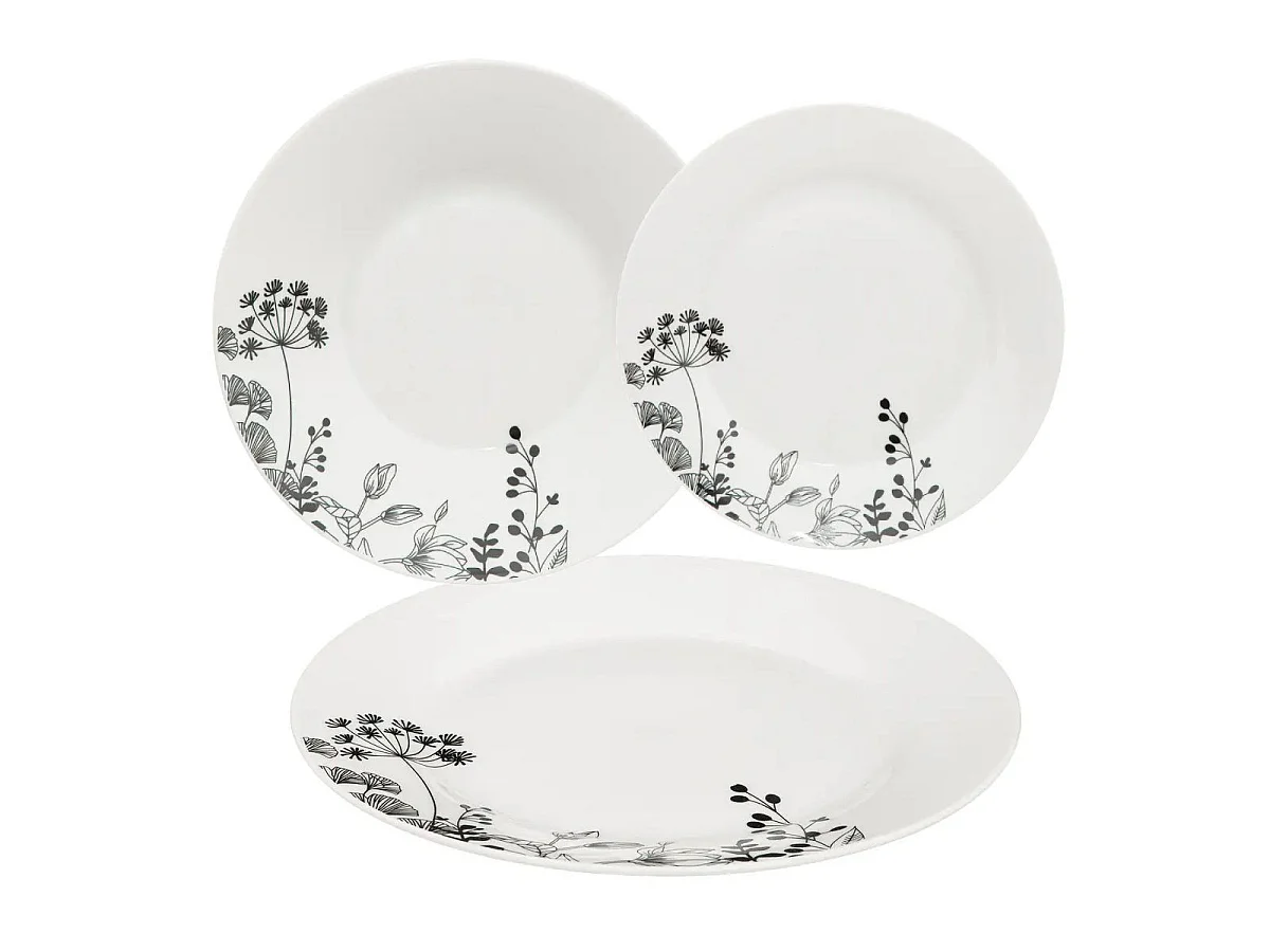 Service de Table 18 Pièces "White Floral" 26cm Blanc