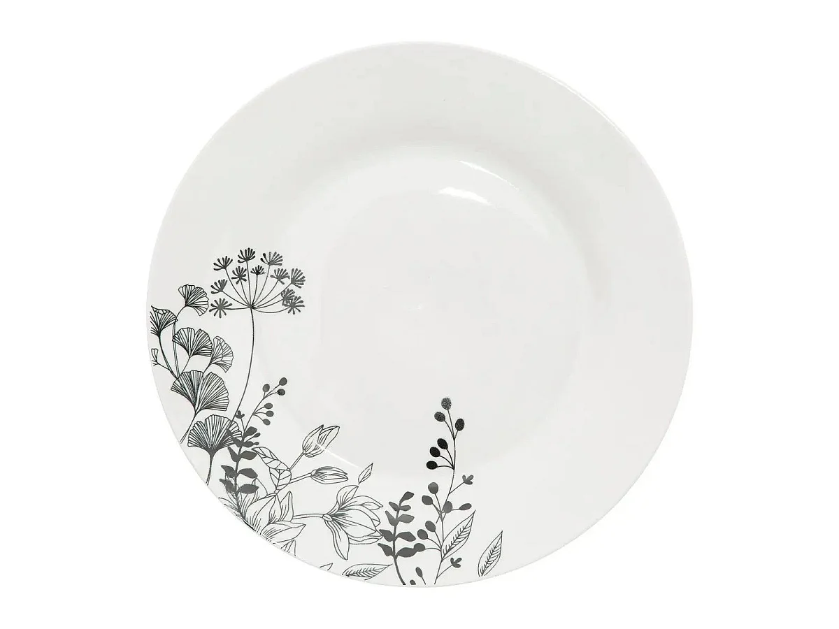 Service de Table 18 Pièces "White Floral" 26cm Blanc