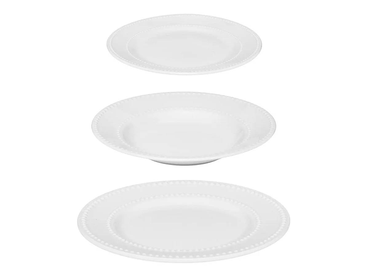 Service de Table en Porcelaine 18 Pièces "Perle" 27cm Blanc