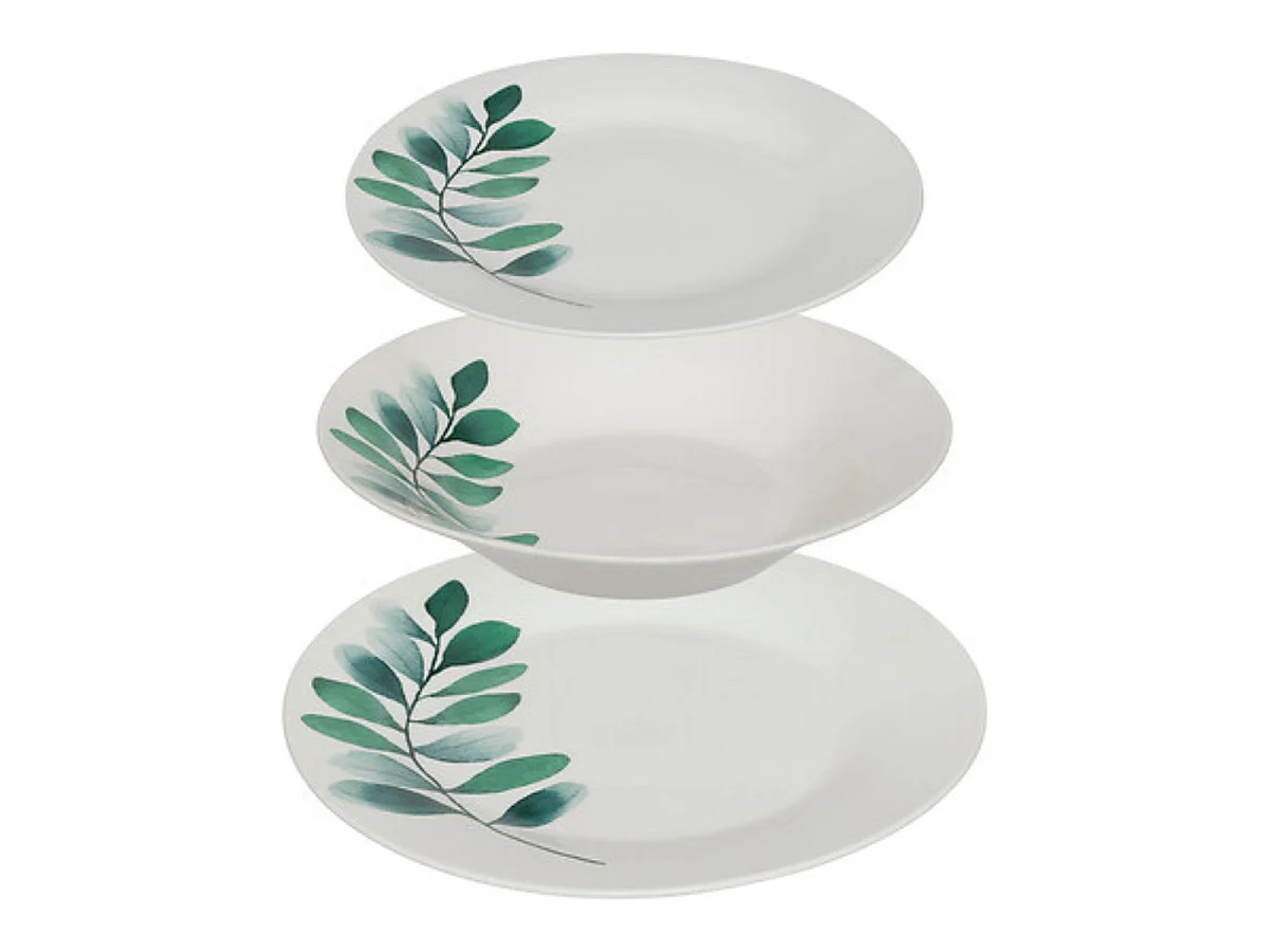 Service de Table 18 Pièces "Végétal" 26cm Blanc