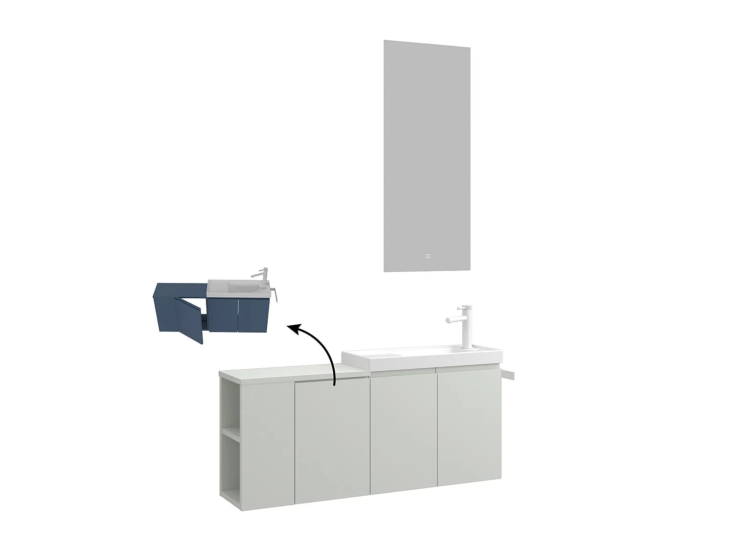 Modern Matt Cashmere Badrumsmöbelset med LED-spegel "Ferla 110" - 2 delar