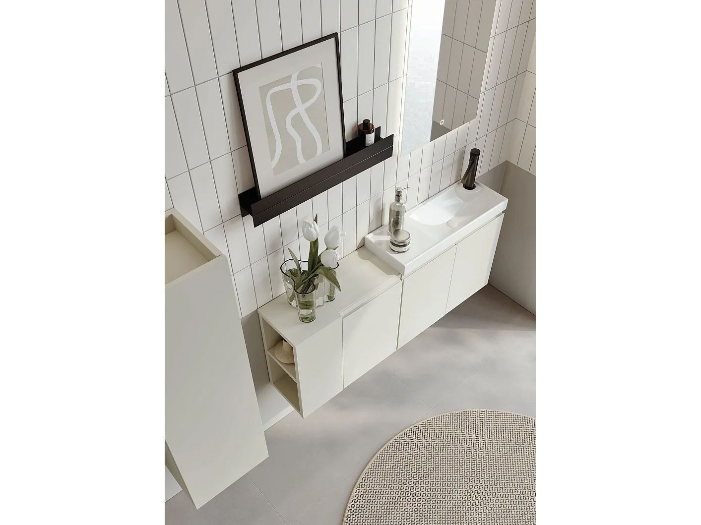 Modern Matt Cashmere Badrumsmöbelset med LED-spegel "Ferla 110" - 2 delar