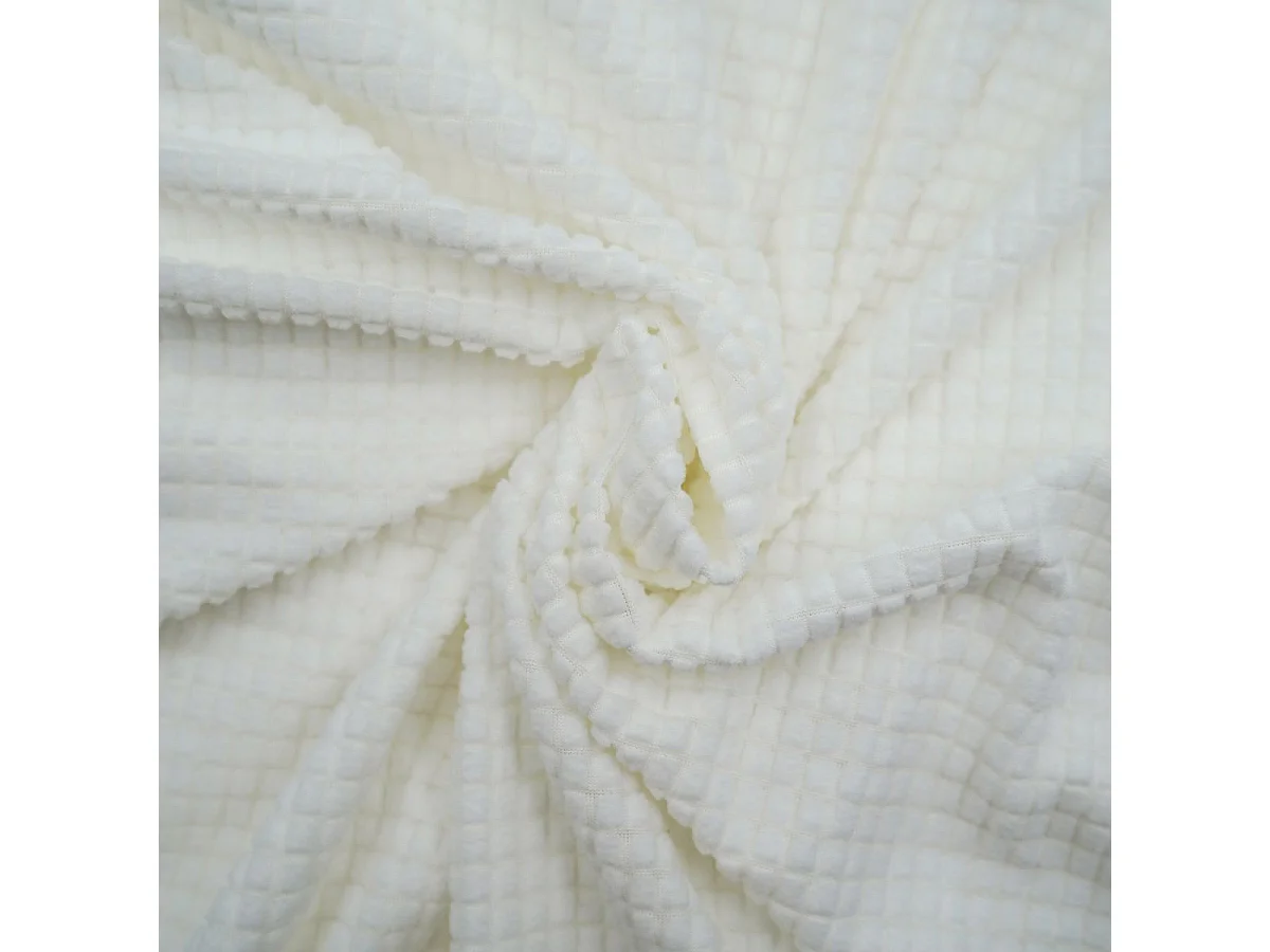 Housse de Canapé en Tissu Gaufré "Sacha" 230cm Blanc