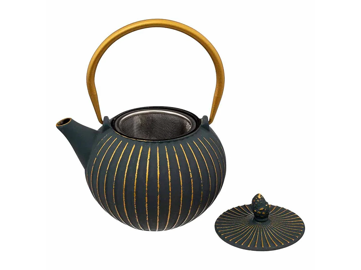 Théière & 2 Tasses "Jiling" 85cl Bleu Emeraude