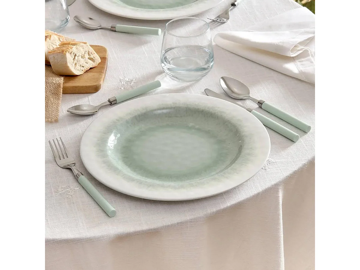 Lot de 6 Assiettes Plates "Clara" 28cm Vert